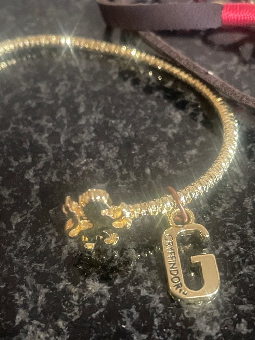 Harry Potter GriffendorGold Initial 'G' Charm Bracelet and Leather Wrap Bracelet - Picture 2 of 3